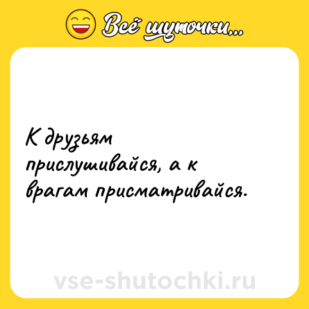Шутка: К друзьям прислушивайся, а к врагам присматривайся.