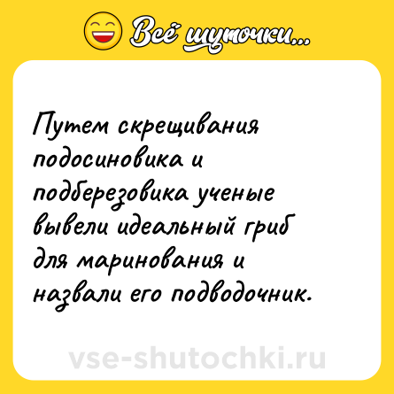 Шутка: Путем скрещивания подосиновика и подберезовика ученые вывели идеальный гриб для маринования и назвали его подводочник.