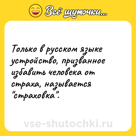 Шутка: Только в русском языке устройство, призванное избавить человека от страха, называется "страховка".