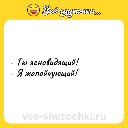 Шутка: - Ты ясновидящий! <br>- Я жопойчующий!