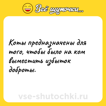 Шутка: Коты предназначены для того, чтобы было на ком выместить избыток доброты.
