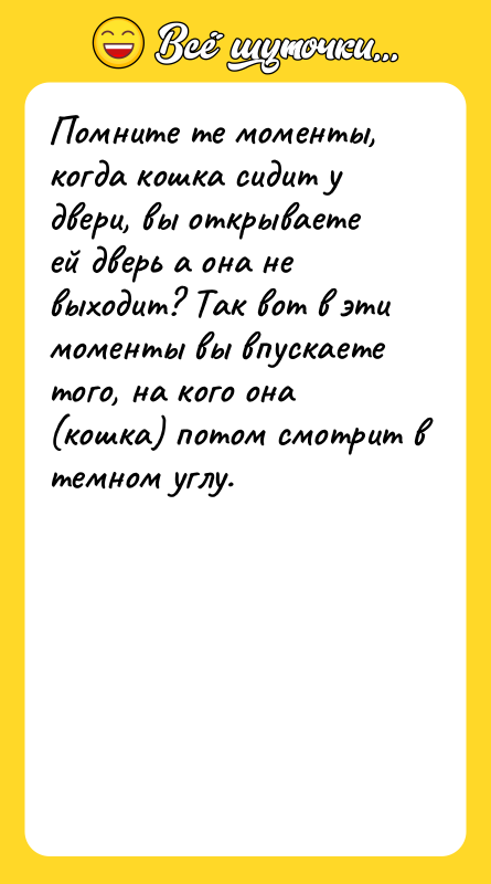 Помните те моменты, когда кошка сидит у двери, вы открываете