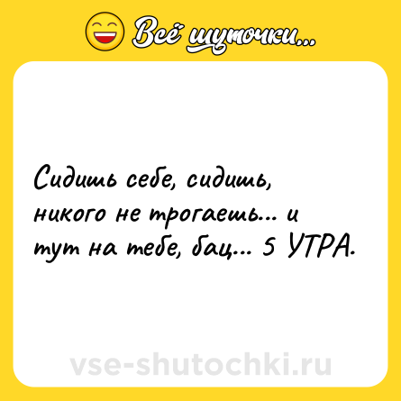 Шутка: Сидишь себе, сидишь, никого не трогаешь... и тут на тебе, бац... 5 УТРА.