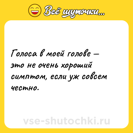 Шутка: Голоса в моей голове — это не очень хороший симптом, если уж совсем честно.