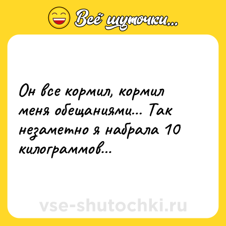 Шутка: Он все кормил, кормил меня обещаниями… Так незаметно я набрала 10 килограммов…