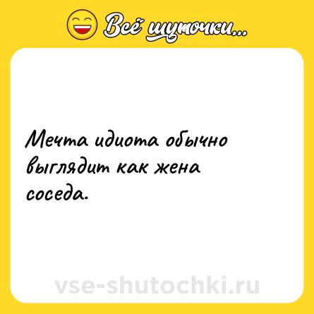 Шутка: Мечта идиота обычно выглядит как жена соседа.