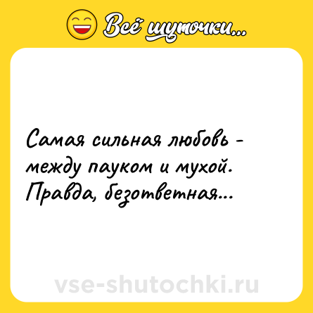 Шутка: Самая сильная любовь - между пауком и мухой.<br>Правда, безответная...