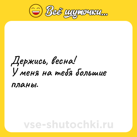 Шутка: Держись, весна! У меня на тебя большие планы.
