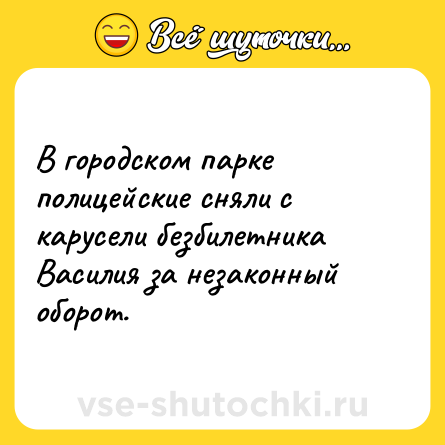 Шутка: В городском парке полицейские сняли с карусели безбилетника Василия за незаконный оборот.