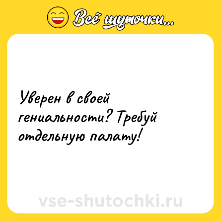 Шутка: Уверен в своей гениальности? Требуй отдельную палату!