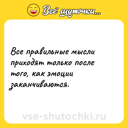Шутка: Все правильные мысли приходят только после того, как эмоции заканчиваются.