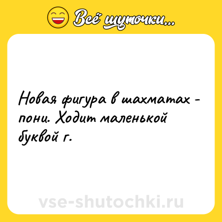 Шутка: Новая фигура в шахматах - пони. Ходит маленькой буквой г.