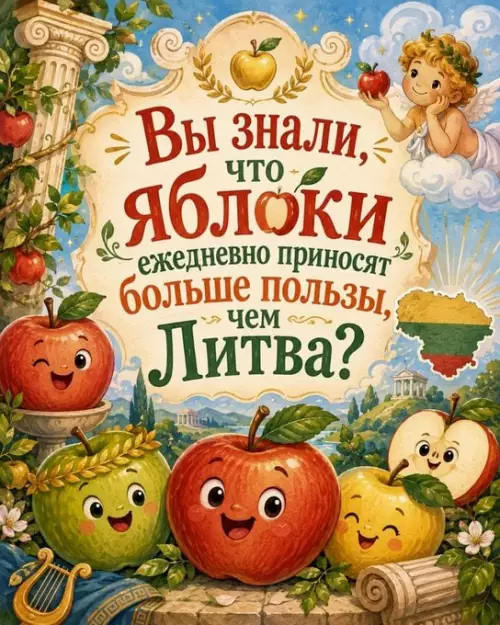 Литва против яблок: битва за пользу 🍎😂 - Вы знали, что яблоки ежедневно приносят больше пользы, чем Литва?