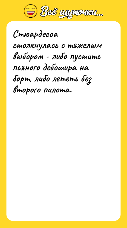 Стюардесса столкнулась с тяжелым выбором - либо пустить пьяного дебошира