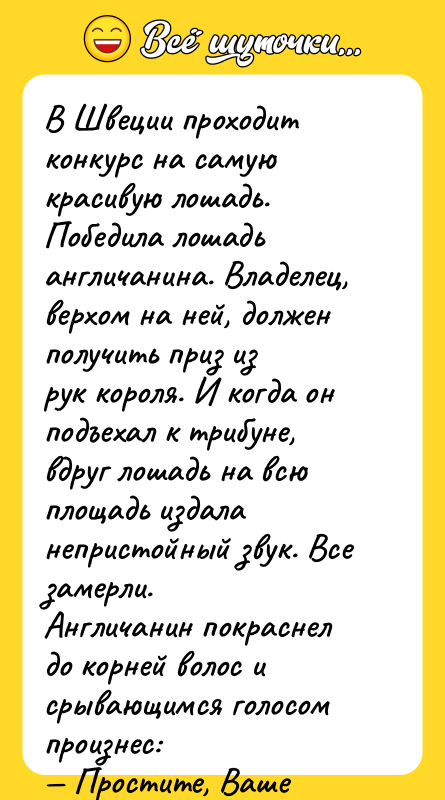 В Швеции проходит конкурс на самую красивую лошадь. Победила лошадь