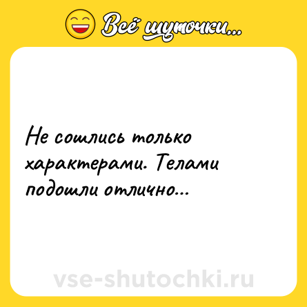 Шутка: Не сошлись только характерами. Телами подошли отлично…