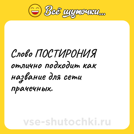 Шутка: Слово ПОСТИРОНИЯ отлично подходит как название для сети прачечных.