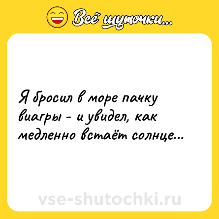 Шутка: Я бросил в море пачку виагры - и увидел, как медленно встаёт солнце...