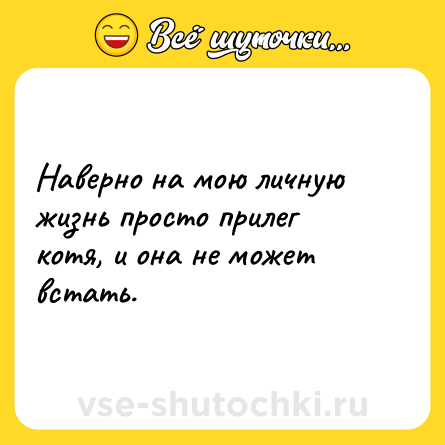 Шутка: Наверно на мою личную жизнь просто прилег котя, и она не может встать.