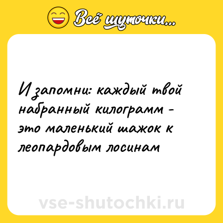 Шутка: И запомни: каждый твой набранный килограмм - это маленький шажок к леопардовым лосинам