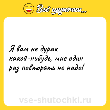 Шутка: Я вам не дурак какой-нибудь, мне один раз повторять не надо!