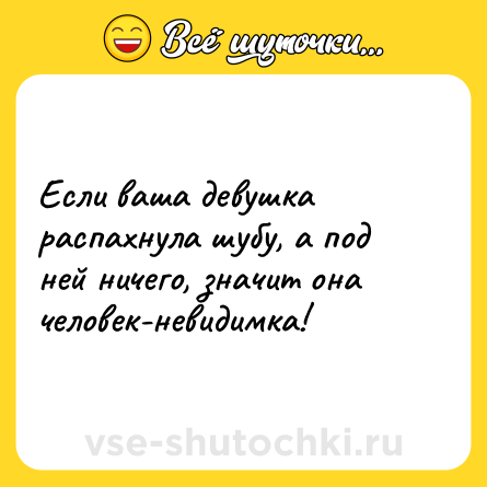 Шутка: Если ваша девушка распахнула шубу, а под ней ничего, значит она человек-невидимка!