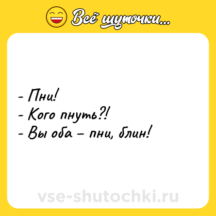 Шутка: - Пни! - Кого пнуть?! - Вы оба пни, блин!