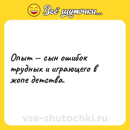 Шутка: Опыт — сын ошибок трудных и играющего в жопе детства.
