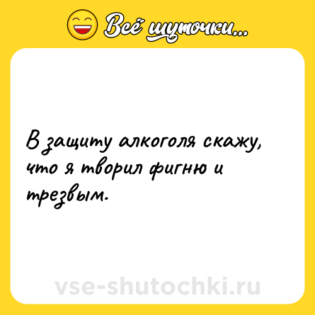 Шутка: В защиту алкоголя скажу, что я творил фигню и трезвым.