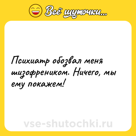 Шутка: Психиатр обозвал меня шизофреником. Ничего, мы ему покажем!