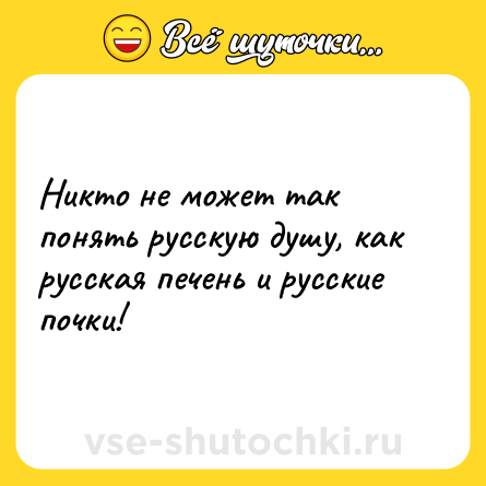 Шутка: Никто не может так понять русскую душу, как русская печень и русские почки!