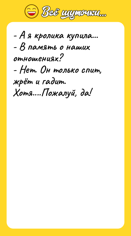 - А я кролика купила...  - В память о