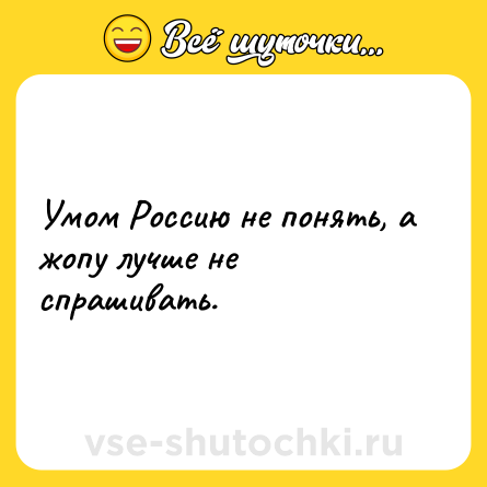 Шутка: Умом Россию не понять, а жопу лучше не спрашивать.