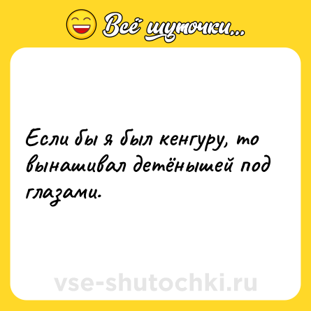 Шутка: Если бы я был кенгуру, то вынашивал детёнышей под глазами.