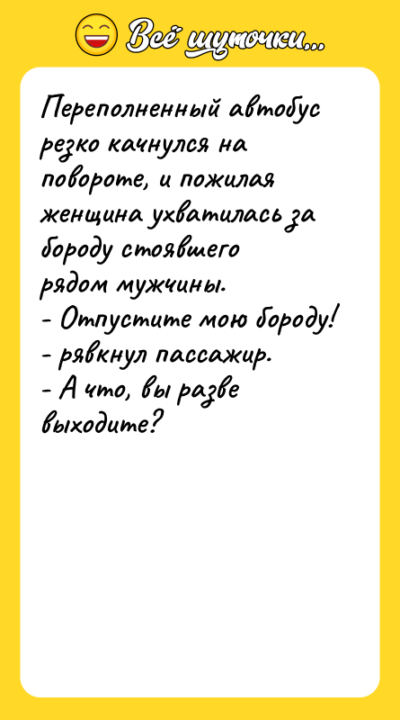 Переполненный автобус резко качнулся на повороте, и пожилая женщина ухватилась