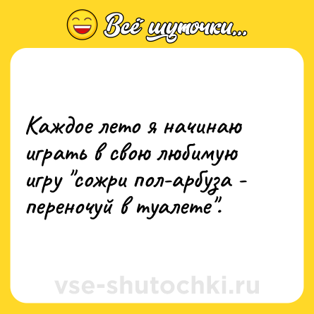 Шутка: Каждое лето я начинаю играть в свою любимую игру "сожри пол-арбуза - переночуй в туалете".
