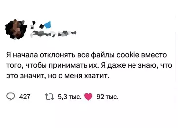 Когда нахрен не нужны твои куки 🍪🚫 - Я начала отклонять все файлы cookie вместо того, чтобы принимать
