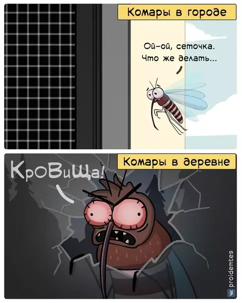 Смешная картинка №505566 Как отличить комара городского от деревенского