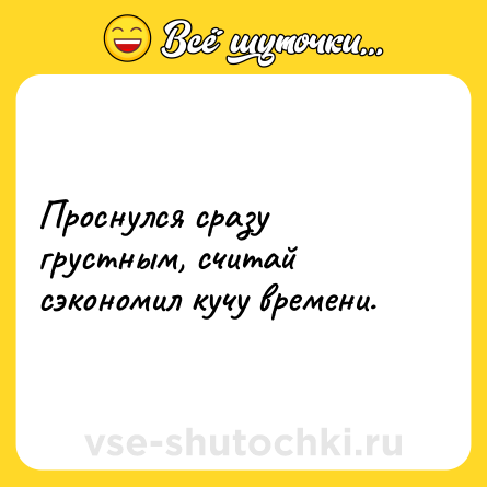 Шутка: Проснулся сразу грустным, считай сэкономил кучу времени.