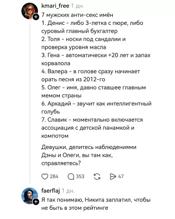 Топ имен, которые убивают вайб 💀 - 7 мужских анти-кекс имён 1. Денис - либо 3-летка с
