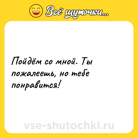 Шутка: Пойдём со мной. Ты пожалеешь, но тебе понравится!