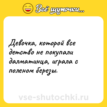 Шутка: Девочка, которой все детство не покупали далматинца, играла с поленом березы.