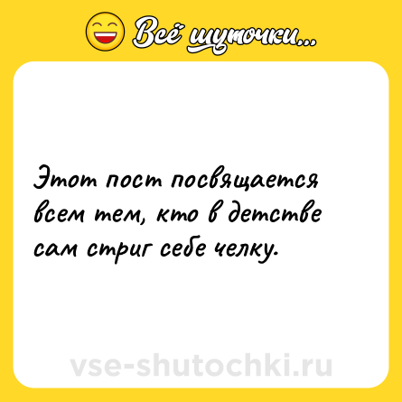 Шутка: Этот пост посвящается всем тем, кто в детстве сам стриг себе челку.