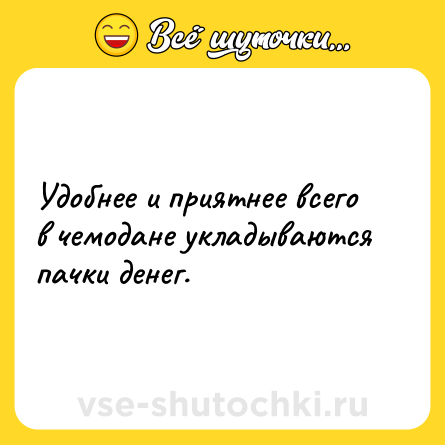 Шутка: Удобнее и приятнее всего в чемодане укладываются пачки денег.