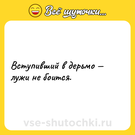 Шутка: Вступивший в дерьмо — лужи не боится.