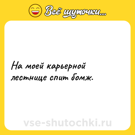 Шутка: На моей карьерной лестнице спит бомж.