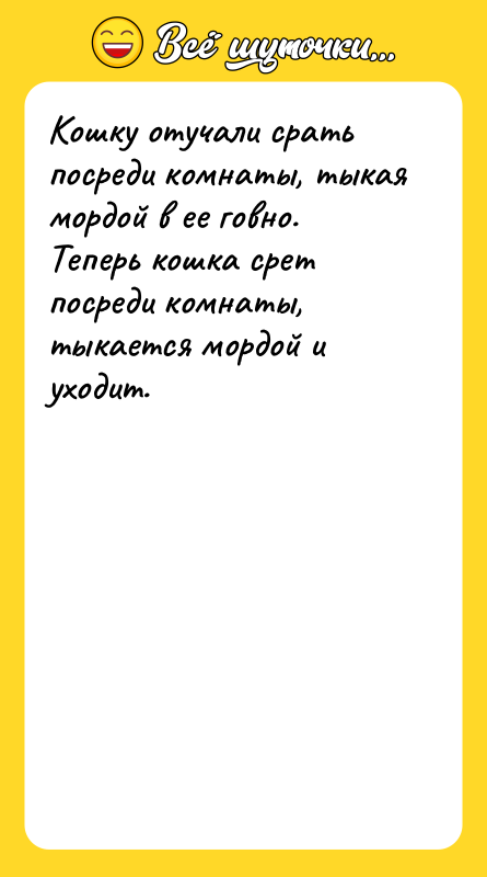 Кошку отучали срать посреди комнаты, тыкая мордой в ее говно.