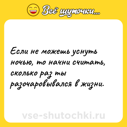 Шутка: Если не можешь уснуть ночью, то начни считать, сколько раз ты разочаровывался в жизни.