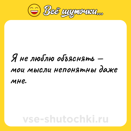 Шутка: Я не люблю объяснять — мои мысли непонятны даже мне.