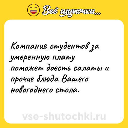 Шутка: Компания студентов за умеренную плату поможет доесть салаты и прочие блюда Вашего новогоднего стола.